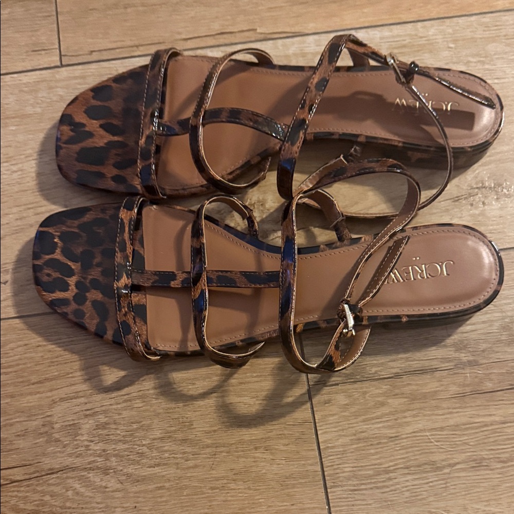 J. Crew Brown Leopard Strappy Sandals - Picture 4 of 6